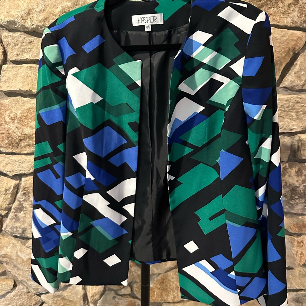 Kasper Women's Abstract Blazer - Black, Green, Blue